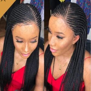 Cornrow wig slant parting