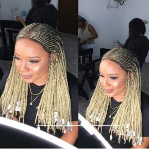 Blonde braided wig Centre parting